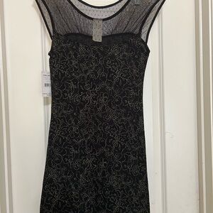 Free People Black and Gold Midi Dress